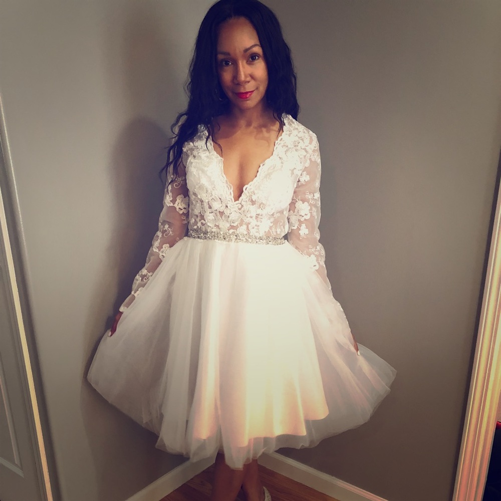 Knee length wedding dress